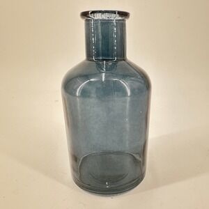 Blue Recycled Glass Apothecary Bud Vase 5 Inch Small Bottle Decorative Accent